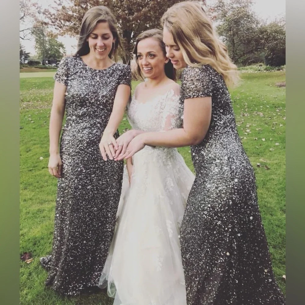 Silver Sequin Adrianna Papell Dress Women’s size 6 Wedding/Bridesmaid/Formal - Picture 3 of 8